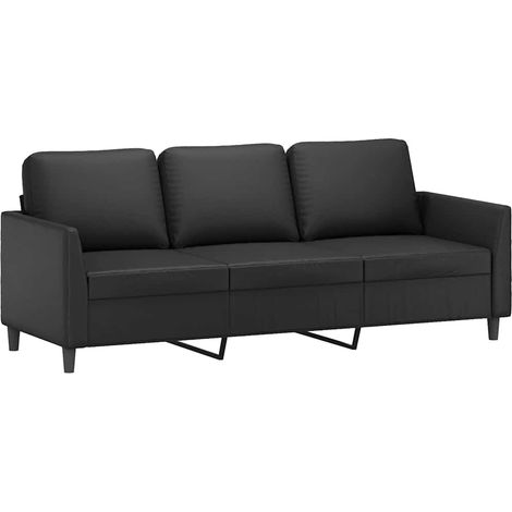 Sofá de 3 plazas de cuero sintético negro 180 cm vidaXL