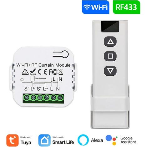 Tuya Interruttore per Tapparelle Smart WiFi + RF433 con Telecomando