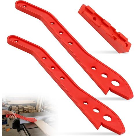 Poussoir Scie Bois Socle, Bâton Poussoir Scie Table, Tiges Poussée Table Menuiserie, Accessoires Outils Menuisier, Poussoirs Sécurité Travail Bois, Routeur Lame (Rouge) (1/5)