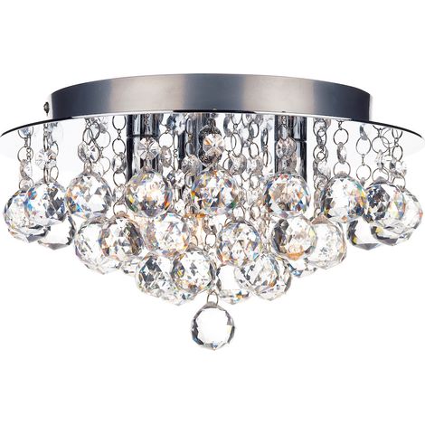 DAR PLUTO - Plafonnier affleurant Compte-gouttes en verre cristal chromé poli, 3x G9 (1/4)