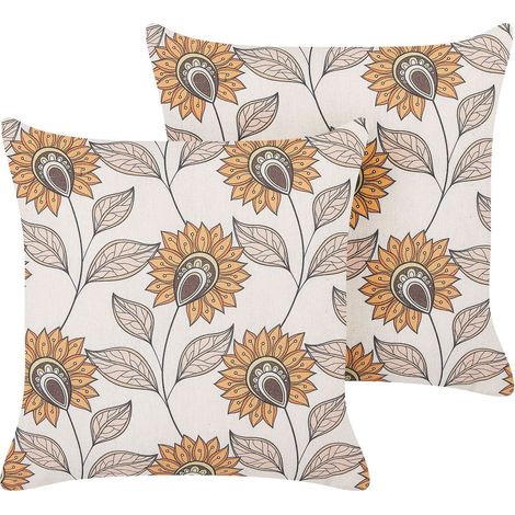 Set of 2 Decorative Cushions TUBEROSE 45 x 45 cm Multicolour Floral Pattern