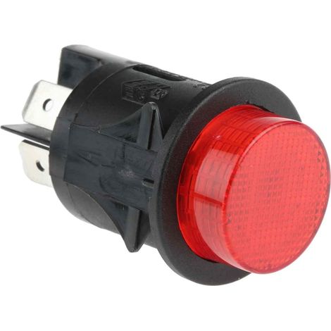 Interrupteur bouton-poussoir DPST - 1 unité - Plastique robuste - LED rouge indicatrice - Véhicules et bateaux - 25 mm (1/5)