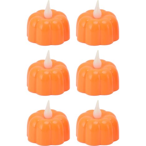 Lot de 6 bougies LED citrouille d'Halloween, sans flamme, fonctionnant sur piles, pour les fêtes, les mariages et les anniversaires. (1/5)