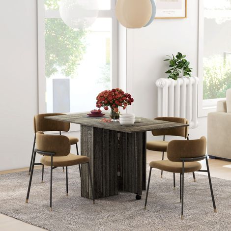 Table pliante avec 2 étagères inférieures pour max 6 personnes, en bois 140x75x74 cm, Gris (1/5)