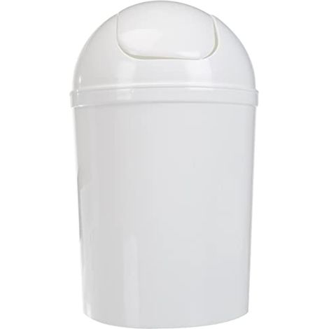 WENKO Portarifiuti con coperchio basculante Economic bianco - Bianco Capacità: 6 l, Polipropilene, 20 x 30 x 20 cm, Bianco