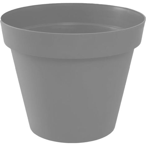 Pot rond Toscane - 15x13.6cm - 1.6L - Gris Béton - EDA Plastiques (1/2)