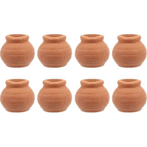 Mini Pots de Fleurs en Argile Lot de 8 pour Plantes d'Intérieur, Petits Contenants Ronds pour Rebords de Fenêtres et Boutures