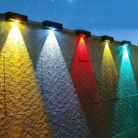 Lampes solaires de clôture étanches pour extérieur, blanc chaud et multicolore, double mode, lot de 2 (1/5)