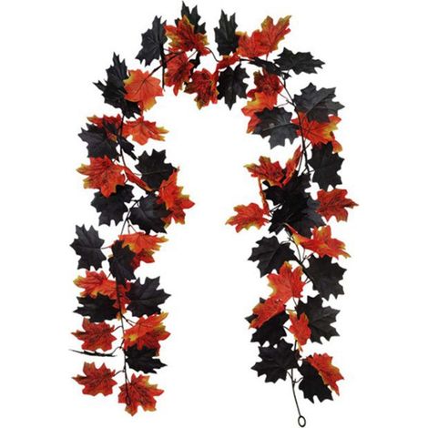 Juego de 2 guirnaldas artificiales de hojas de arce otoñales de 180 cm, ideal para decoración de otoño, Halloween, Acción de Gracias y bodas. (1/5)