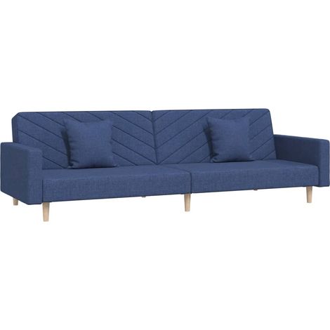 Canapé-lit，Canapé convertible à 2 places avec deux oreillers bleu tissu CFW89685 (1/5)