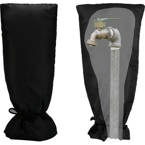 Protections antigel pour robinets extérieurs - pour éviter que les robinets n'éclatent - 2 pièces, 20 × 25 cm, noir