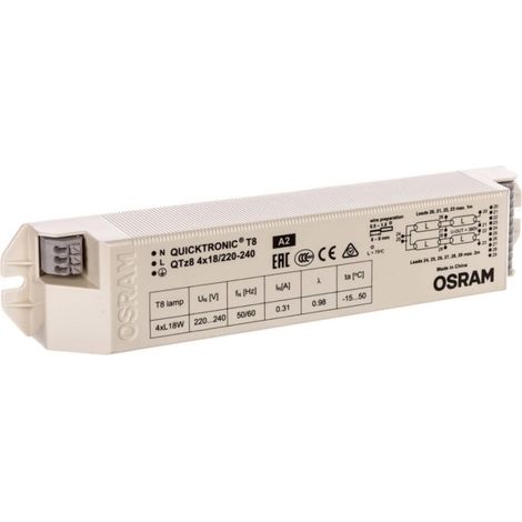 Osram – Ballast électronique 4x18W 220-240V – Longueur 210mm – Largeur 40cm – Boîtier plastique – 4008321863362