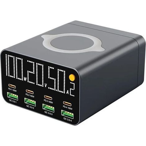 WLX-M1 Station de Charge USB 120 W 8 avec Chargement Sans Fil QC3.0 PD3.0 Charge Rapide pour 14 13 pour Prise UE (1/2)