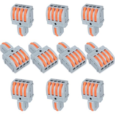 10 connexions ternimal, pince de connexion 1 - in 4 - out, avec levier, connecteur de câble, avec pince de conducteur 0,2-4 mm², pour projets de bricolage
