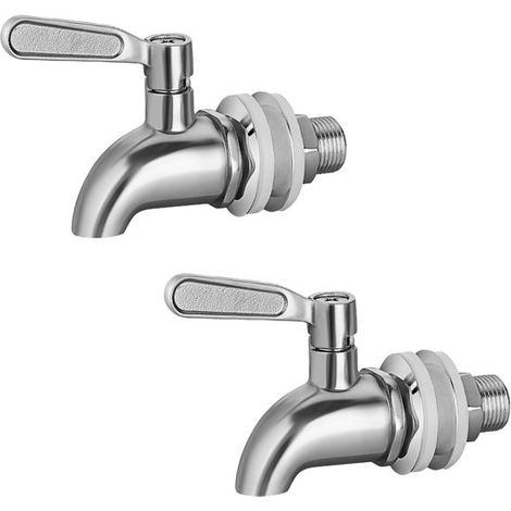 Lot de 2 robinets de rechange en acier inoxydable pour distributeur de boissons – Robinet de rechange sans plomb, finition polie – La version de 16 mm de diamètre s'adapte aux trous (1/5)