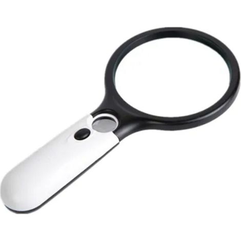 Lente d'ingrandimento tascabile portatile con impugnatura in ABS e luce LED, ingrandimento da 3x a 45x, ideale per la lettura. -Crezuo