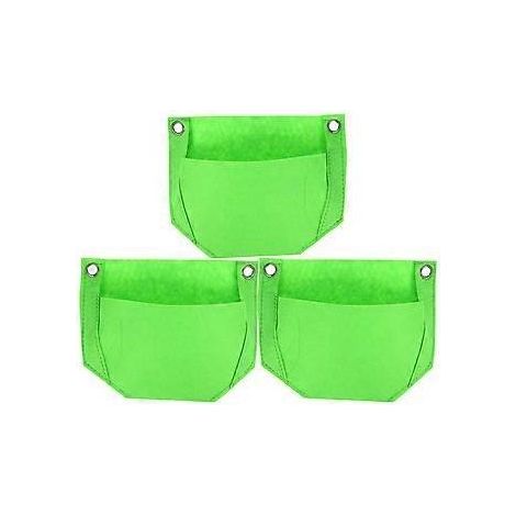 Lot de 3 pochettes suspendues pour herbes aromatiques, jardinières suspendues pour fraisiers, jardinières verticales en tissu (vertes) (1/2)