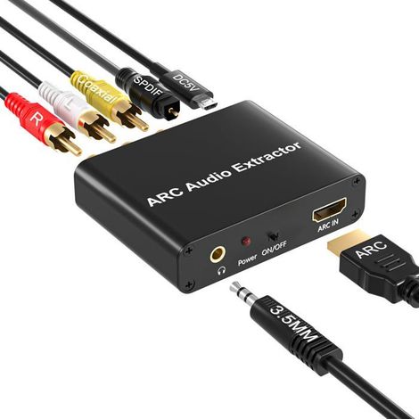 Convertisseur audio HDMI ARC vers RCA – Sorties optique, coaxial, jack 3,5 mm – Pour home cinéma, TV (1/5)