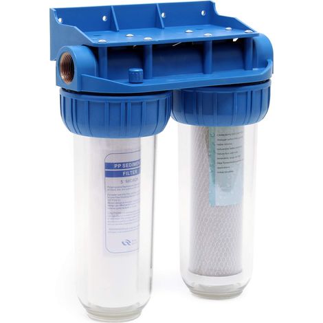 Filtre à eau potable lot de 1 avec filtration double coton PP et charbon actif 274 x 150 x 355 mm débit 360 L h raccord 1/2 pouce pour purification et filtration de l eau (1/5)