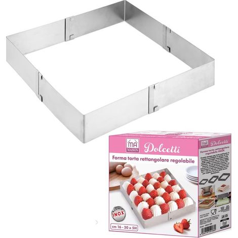 FORMA TORTA RETTANGOLARE REGOLABILE IN ACCIAIO INOX