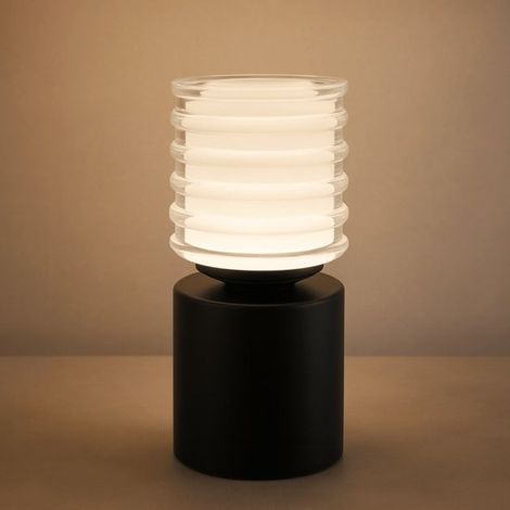 Lampada da comodino a LED ricaricabile senza fili con funzione touch e timer, ideale per camera da letto e campeggio (nera) (1/5)