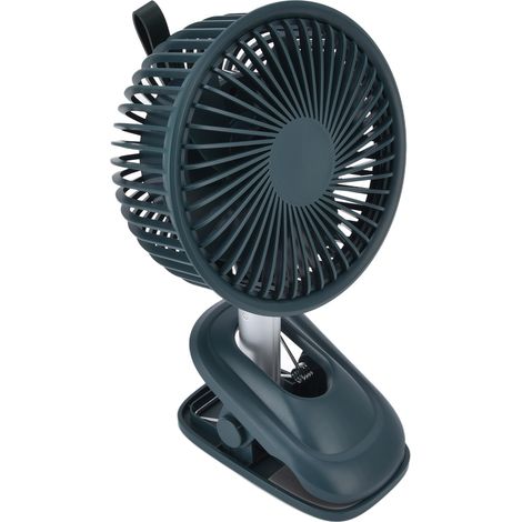 Clip-Ventilator, 360°-Drehung, USB-Ladeanschluss, 3 Geschwindigkeitsstufen, starker Luftstrom, stabile Klemme, kleiner Tischventilator, grün (1/5)