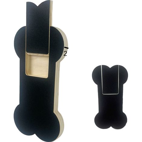 Rascador de madera maciza con caja de premios extraíble, juguete para afilar garras, rascador de madera negra con forma de hueso, set + hoja de papel de lija (1/5)