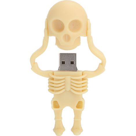 Boîtier de stockage de données portable : Clé USB 32 Go mignonne et compacte, lecture et écriture haute vitesse, design tête de mort de dessin animé, étanche, résistante aux chocs et à la poussière.