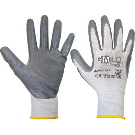 Guanti da lavoro spalmati in nitrile con polsino elastico e filo continuo -Extra Large 10 / Confezione da 2 Pezzi