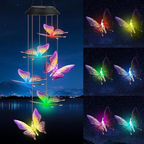 Carillon éolien papillon solaire d'extérieur, lampe solaire étanche pour jardin, cadeau souvenir avec lampe solaire-AquaForge (1/4)