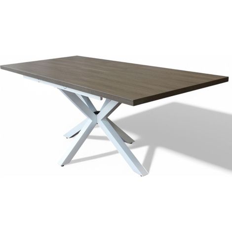 Tavolo allungabile struttura in metallo grigio e bianco effetto cemento con piano in melamina 90x160/200xH75 cm Gariè