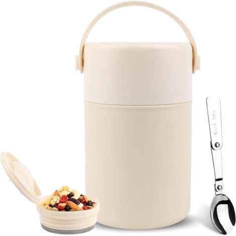 Contenant alimentaire thermos avec cuillère - Bouteille isotherme - Boîte à lunch isotherme (1/5)