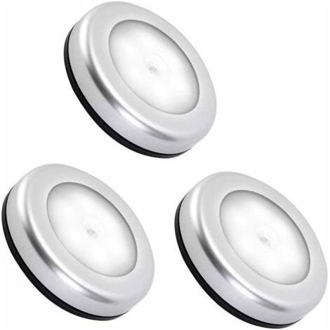 Veilleuse avec Détecteur de Mouvement Intérieur - Lampe LED à Pile pour Escaliers, Placards, Couloirs, Chambres d'Enfants - Auto ON / OFF - Adhésif 3M Inclus (Lot de 3, Lumière Blanche Froide) (1/5)