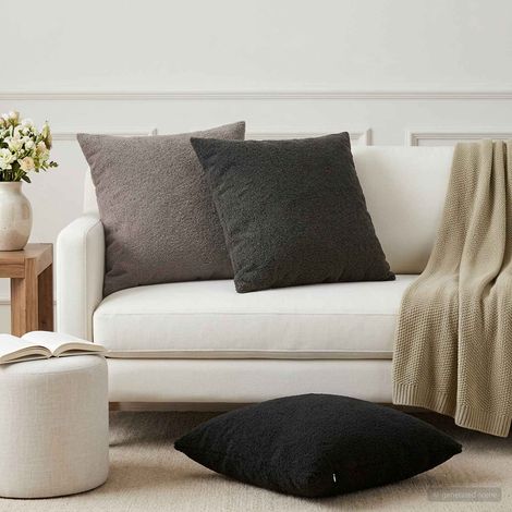 vidaXL Funda de almohada 6 pcs HEERLEN Gris oscuro 65 x 65 cm Bouclé (1/5)