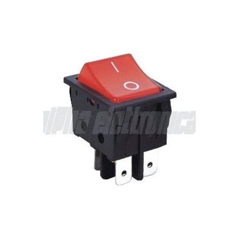 Interruttore Rosso 2P DPST ON/OFF 15A@250V , 4 term. faston 6,3 (1/2)