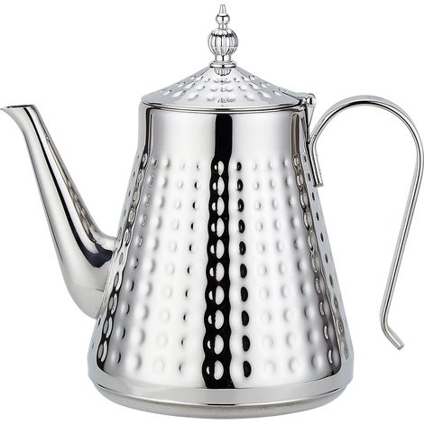 FLITI 1650ml Stainless Steel Teapot with Removable Infuser, Vintage Teapot, Silver