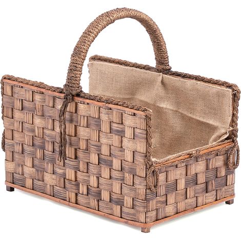Cesto de leña rectangular con asa - 53x35x30 cm