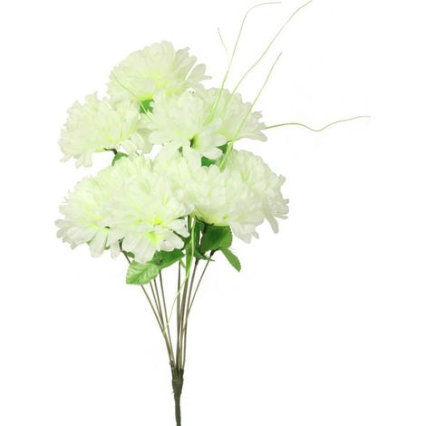 Strauß aus 10 weißen Chrysanthemen mit Gras (1/2)
