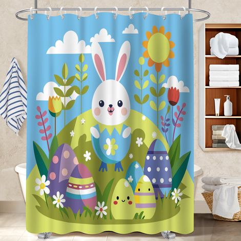 Ensemble rideau de douche polyester avec anneaux 180x180 Élégant rideau imperméable pour ambiance spa à domicile (1/5)