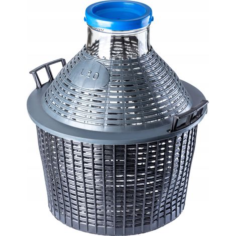 KADAX Glasballon, Gärballon mit Kunststoffkorb, weite Öffnung, Weinballon, 10L