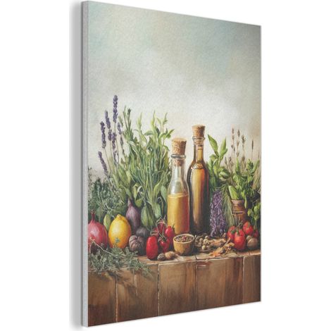 Acoustic Felt Wall Art Still life - Herbs - Spices - Fruit - Colorful 60x80 cm (1/5)