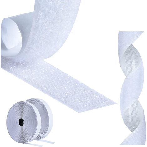 Scratch Autocollant Double Face,5m Bande Scratch Adhésif Bande Agrippantes Adhésives Autocollant,16mm Adhésives puissant Hook Loop Rubans pour Ménage,Bricolage Et l'artisanat (1/5)