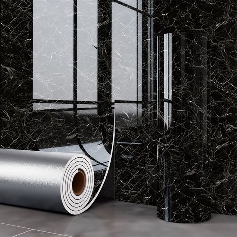 JSSEVN - Rollo de papel pintado autoadhesivo imitación mármol, 2,0 mm de grosor, resistente al aceite e impermeable, Suikage Samukawa (1/5)