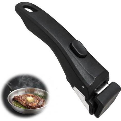 Poignées de casserole amovibles universelles – Poignées résistantes à la chaleur et anti-brûlure – Poignées ergonomiques antidérapantes pour casseroles et poêles – Noir (1/5)