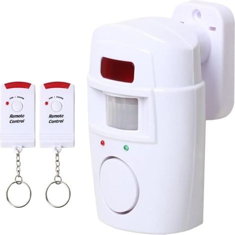 Drahtlose Alarmanlage mit Bewegungsmelder – 2 Fernbedienungen, 105 dB, 105° Reichweite, für Haus, Garage, Büro