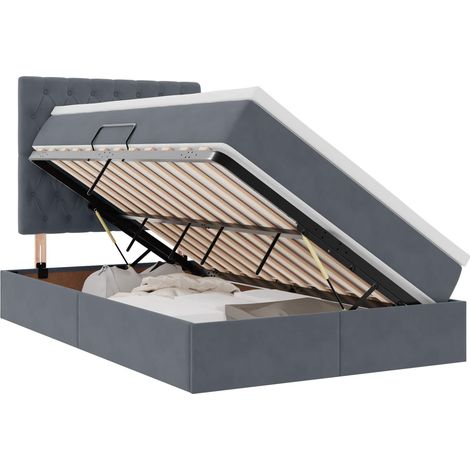 Maison Exclusive - Letto con contenitore LED e materasso Grigio Scuro 120 x 200 cm