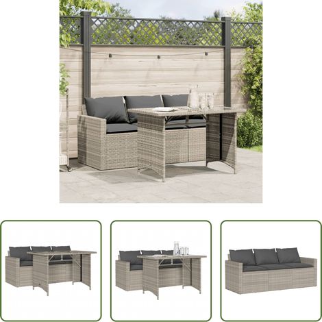 Canapé extérieur -  Ensemble à manger de jardin et coussins 2 pcs gris clair rotin (1/5)