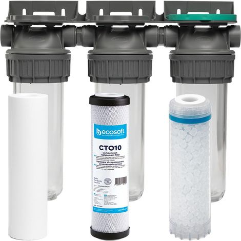 Filtre à eau triple 3P + pack protection complète filtration sous évier - connexion 1'
