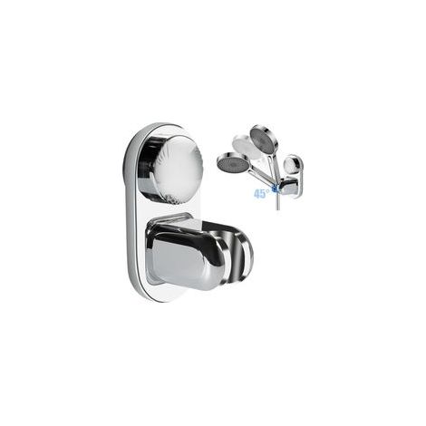 Support Pommeau de Douche, Réglable Support de Ventouse Mural Amovible ABS Chromé Universel Support Douchette à main Remplaçable pour Salle de Bain, Argenté (1/5)