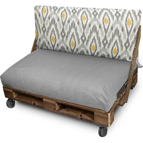 Coussins palette d'extérieur Éthnique Moutarde/Gris Naylim Dossier 120x45x25 Moutarde/Gris